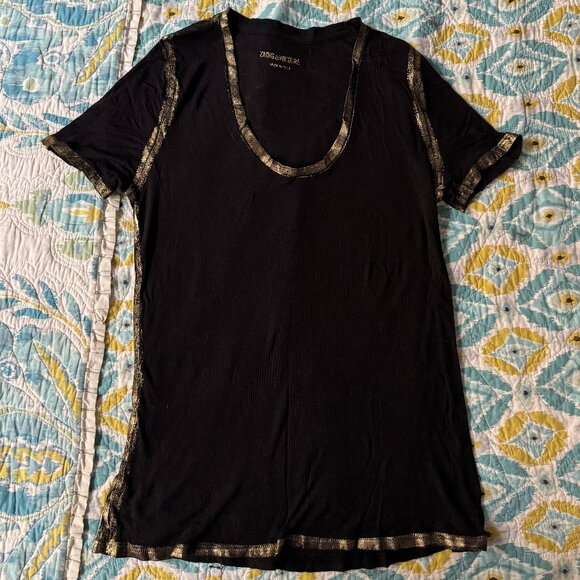 Black and Gold Zadig & Voltaire Tee - Picture 2 of 5